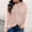 Pink, variant on Olyvenn Jacquard Chiffon Casual Shirts Women's Plus Size Fashion Print Solid Color Long Sleeves Bell Sleeve Blouse Crew Neck Tops Female Leisure Pink M