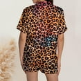 thumbnail image 5 of RMGVDSD Women's Leopard Print Pajama Set Sleepwear Silk Satin Pajamas Short Sleeved Button Up Top And Shorts Set Summer Outfits Travel Tracksuit, 5 of 7