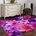 thumbnail image 3 of Rectangle Area Rugs 4 x 6 Ft, Watercolor Flowers Non-Slip Residential Carpet, Spring Floral Country Pink Purple Indoor Crawling Mats Runner Rugs for Living Room/Dining Room/Bedroom, 3 of 8
