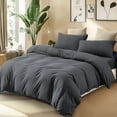 thumbnail image 2 of PURE ERA Duvet Cover Set Jersey Knit Cotton 100%,Ultra Soft 3Piece Bedding Set(Queen, Solid Deep Gray), 2 of 4