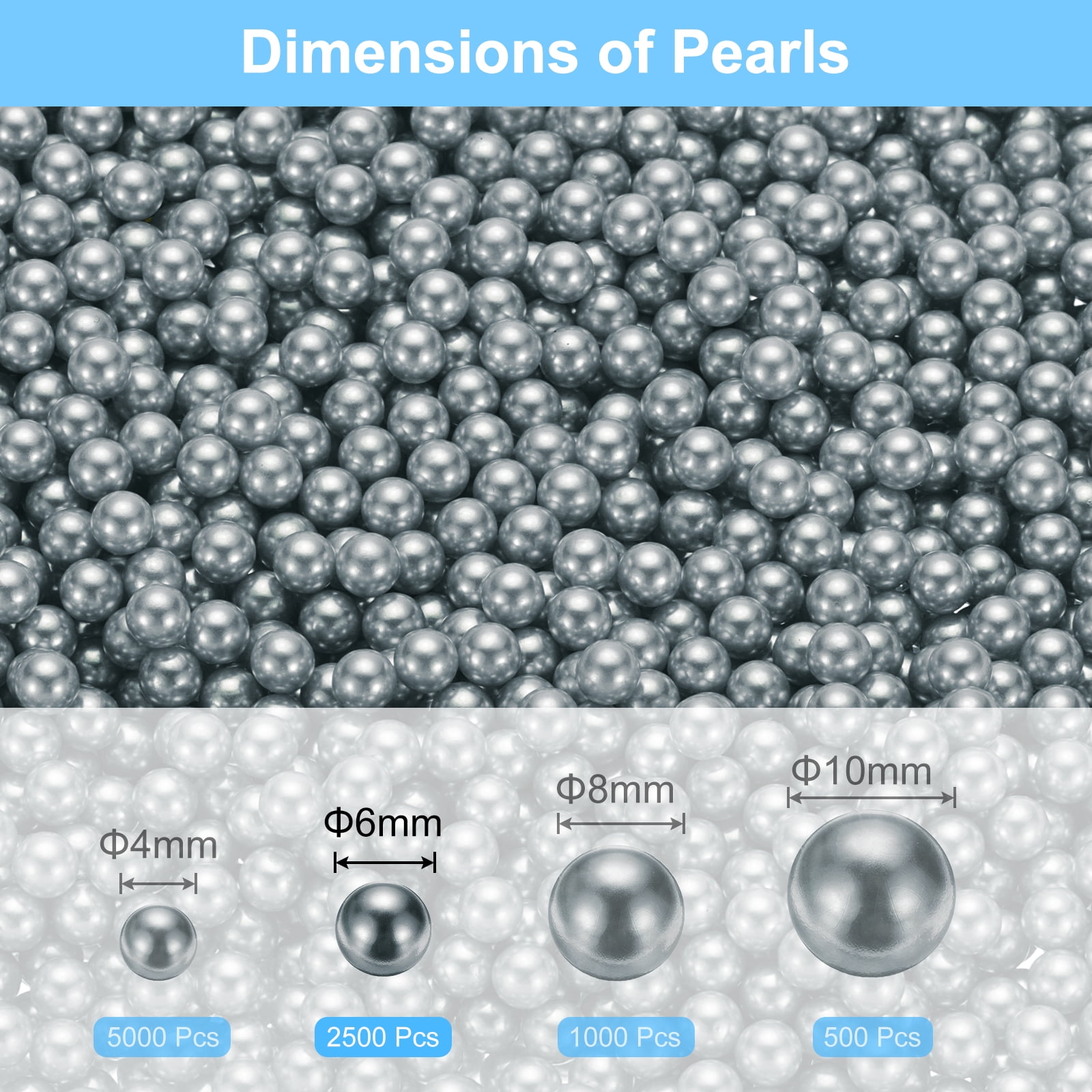 Unique Bargains Durable Faux Pearl for Crafting No Hole Pearls for Vase Fillers Dark Gray