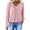 Pink, variant on Long Sleeved Round Neck Top Womens Pocket Shirt Solid Color V Neck Long Sleeve Top with Ruffles and Raglan Sleeves Casual Winter Top