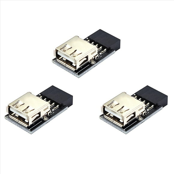 3X Conector Adaptador USB de 9 Pines A 1 Puerto, Placa Base Interna de PC, Convertidor Hembra de 9 Pines A USB2.0 Tipo A para Computadora de Escritorio