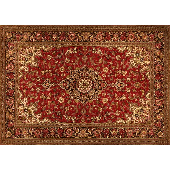 Ahgly Company Indoor Rectangle Medallion Orange Traditional Area Rugs, 5' x 8'