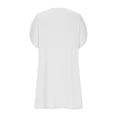 thumbnail image 5 of Ashirexll Summer Dresses for Women Midi Dresses Women's Solid Color Short Sleeve V-Neck Pleated Batball Sleeve Dress, 5 of 6