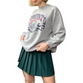 thumbnail image 3 of Women Y2K PU Leather Pleated Skirt High Elastic Waist A-line Skater Mini Skirt Streetwear, 3 of 5