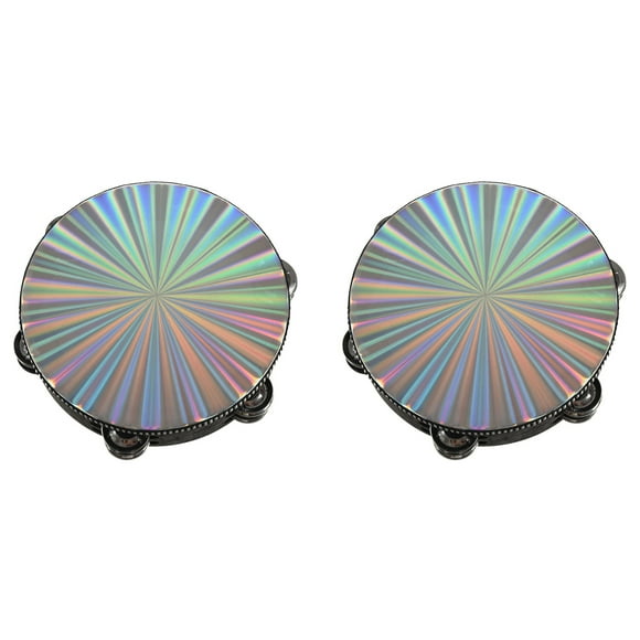 2X 8 Pulgadas Pandereta de Madera Campana Tambor de Mano Cabeza Reflejo Instrumento de Percusión Juguete Baile Canto Acompañamiento