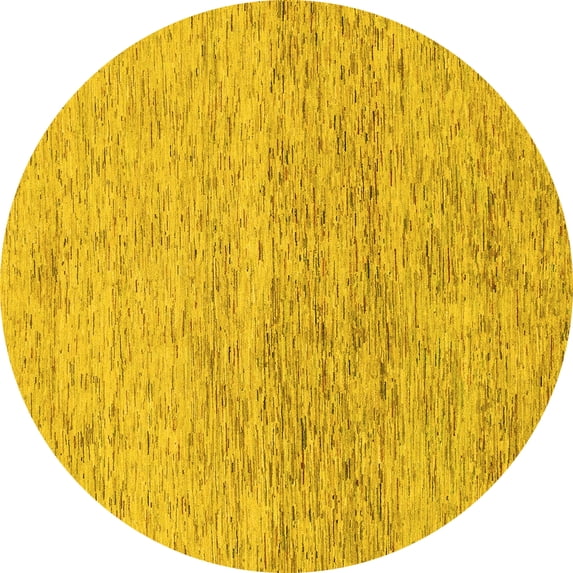 Ahgly Company Machine Washable Indoor Round Abstract Yellow Modern Area Rugs, 5' Round