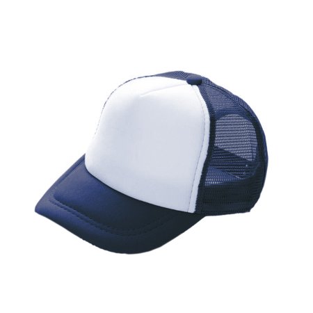 Opromo Kids Two Tone Mesh Curved Bill Trucker Cap, Adjustable Snapback, 14 Colors-Navy/White-1