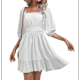 thumbnail image 1 of Vestido Informal de para Mujer, con Mangas Largas Tipo Farol, Cintura Alta y Lazo en la Espalda, Corte A. L, 1 of 9