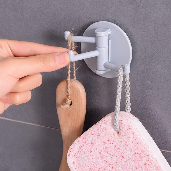 Baluue 2-Pack Punch-Free 3-Arm Rotatable Wall Hooks for Bathroom Towels, Home Storage Rack, Assorted Colors