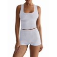 thumbnail image 2 of Women'S Slim Fit Sports Shorts Set Sleeveless Top and Shorts White Flowers&Gray XL, 2 of 7