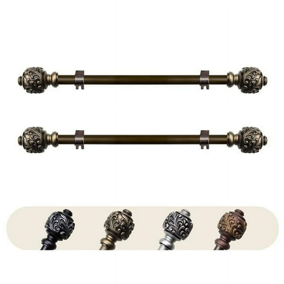 0.625 in. Dia. Aria Side Curtain Rod, Antique Gold - 12-20 in. - Set of 2