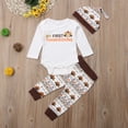 thumbnail image 3 of Turkey Thanksgiving Infant Baby Boy Girl Romper Pants Hat Clothes Outfit Set, 3 of 5