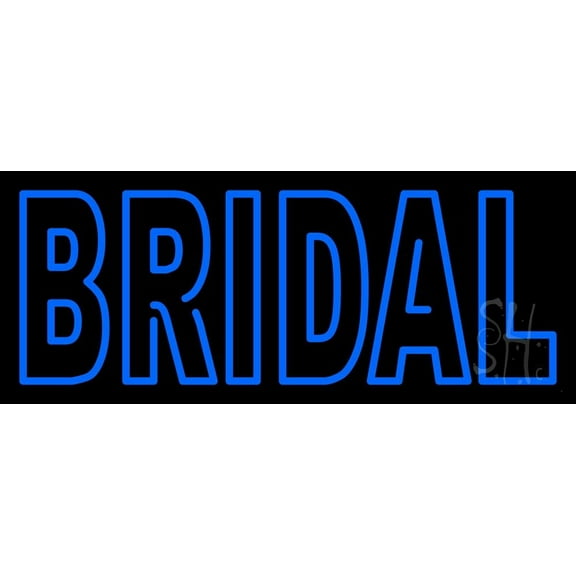 Blue Bridal Block LED Neon Sign 10" Tall x 24" Wide - inches, Black Square Cut Acrylic Backing, with Dimmer - Premium built indoor Sign for Storefront, Store interior, Studio.