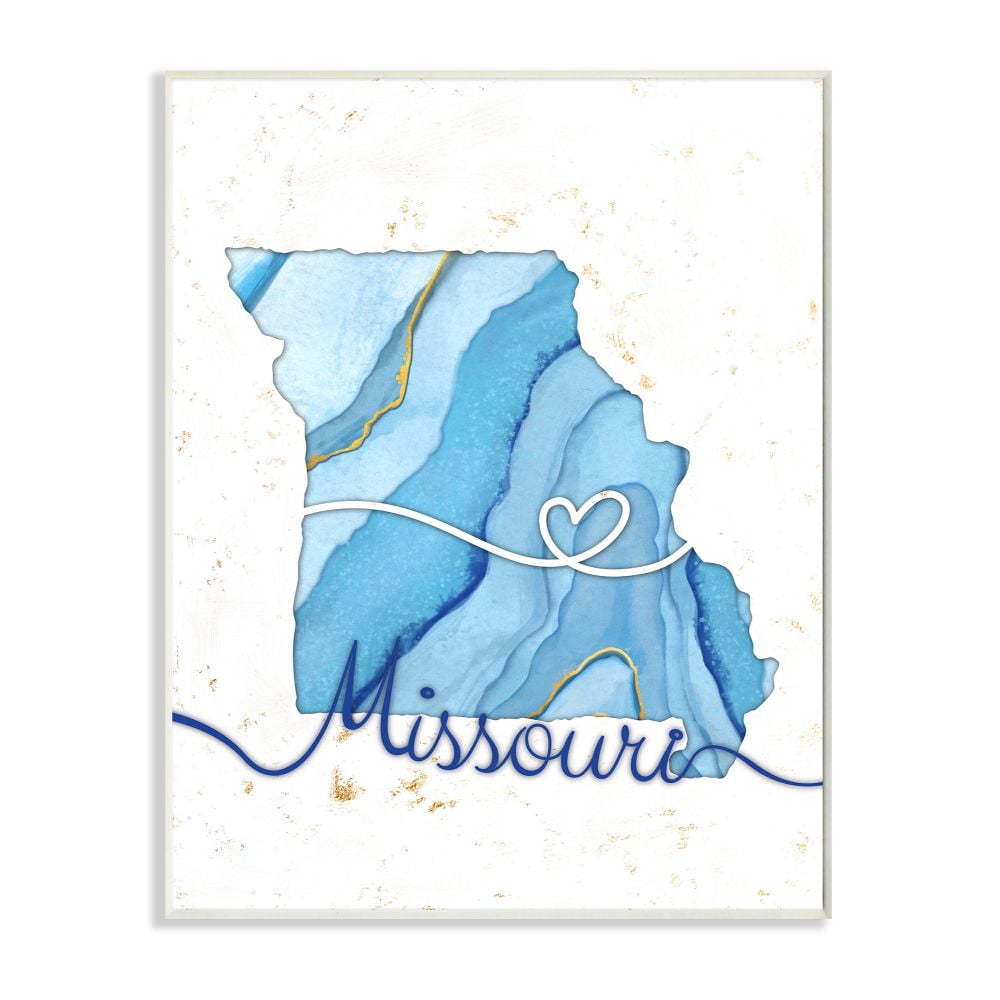 Stupell Industries Missouri Agate Blue US State Design Wall Plaque by Ziwei Li
