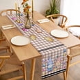 thumbnail image 3 of Bunny Gnomes Easter Table Runner - 48 Inch Long, Kitchen Dining Table Runner Dresser Scarves, Eggs Brown Checkered Farmhouse Farmhouse Decor for Coffee Tables Wedding Party Banquet, 3 of 8