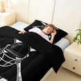 thumbnail image 4 of Erosebridal Vintage Cricket Twin Comforter Sets, Sport Bedding Set for Men and Boys, Black Reversible 2-Piece, 1 Comforter and 1 Pillowcase, 4 of 6