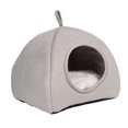 thumbnail image 5 of Portable Cat House, Pet Bed Kennel, Nest, Warm Cushion, Washable, Plush for Puppy Winter Indoor grey, 5 of 10