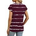 thumbnail image 7 of Womens Striped Tops with Pleats Cap Sleeve Crewneck Basic Tees Tunic T Shirts for Women Summer Casual (S, Wine), 7 of 7