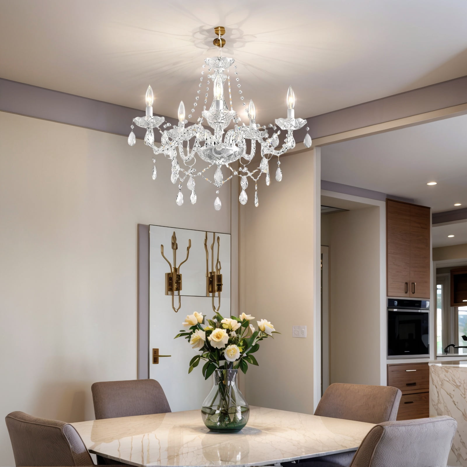 AOLALA 5-Light Modern Painting Corded Electric Kitchen Island Chandeliers