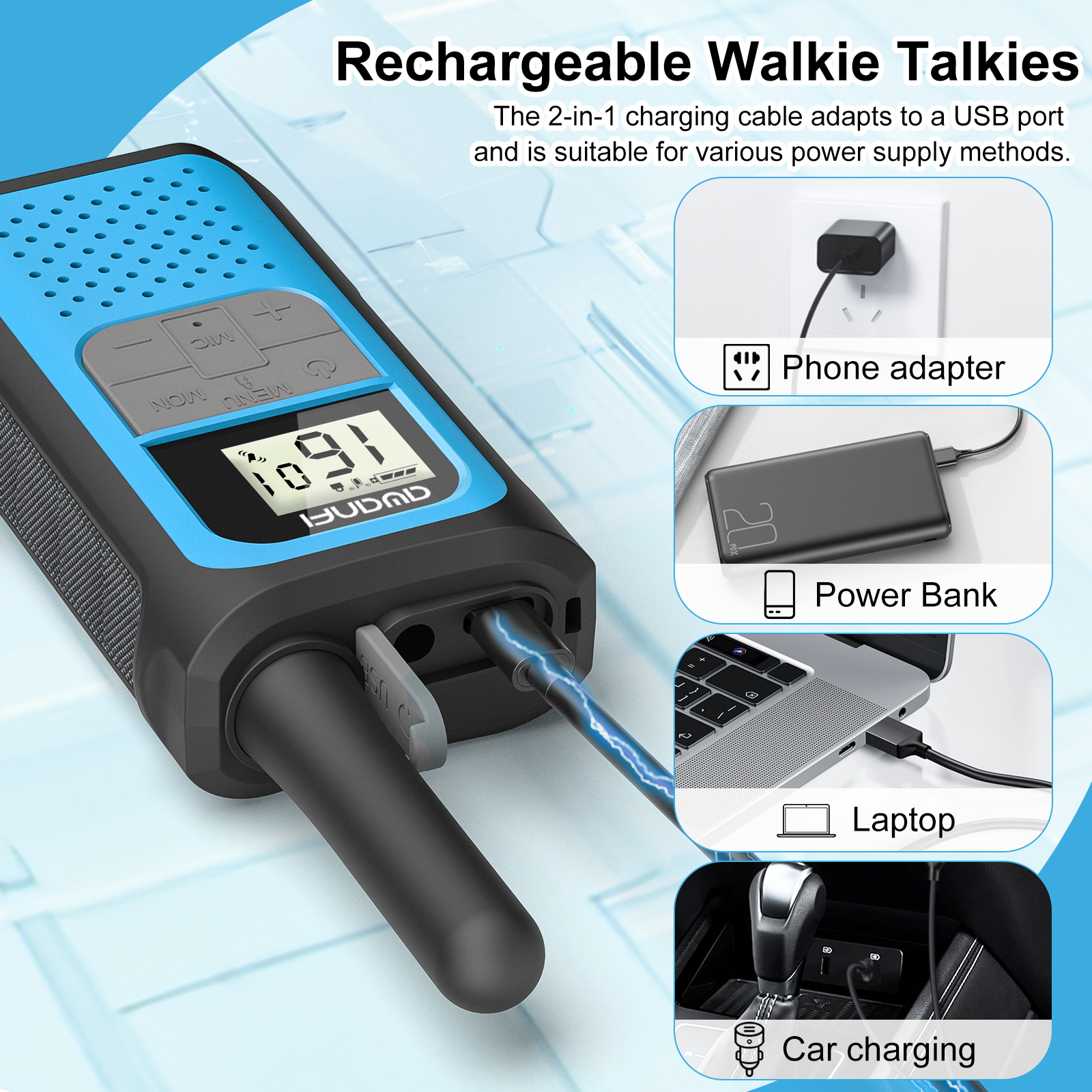 AWANFI 4-Pack Rechargeable Walkie Talkies Long Range photo 7