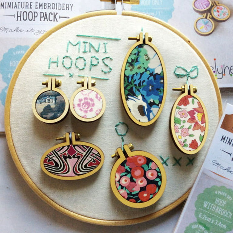 Frcolor Embroidery Hoop Cross Stitch Mini Frame Hoops Round Wooden