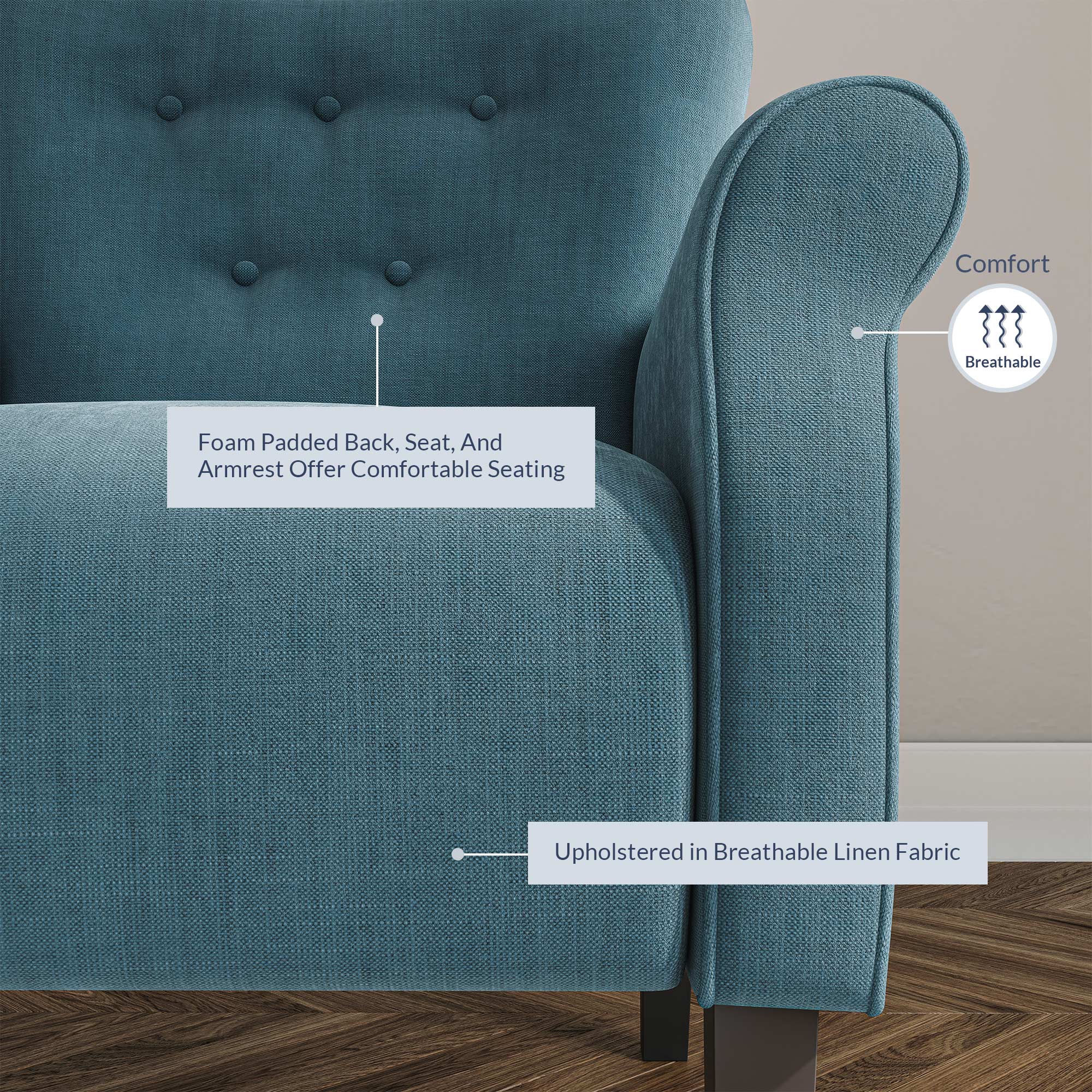 BELLEZE Accent Chair Armchair for Living Room - Allston (Baby Blue ...