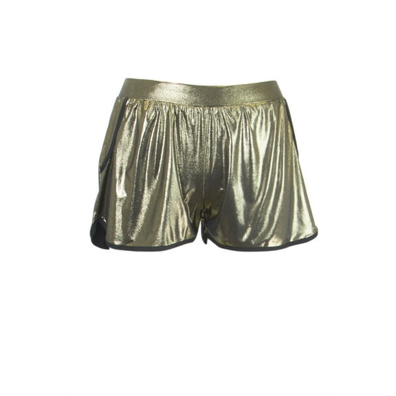 Atina Cristina Women's Metalic Contrast Trim Shorts Sz X-Small Gold