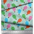 thumbnail image 3 of Soimoi Green Poly Georgette Fabric Stripe & Hot Air Balloon Holiday Print Sewing Fabric Yard 42 Inch Wide, 3 of 3