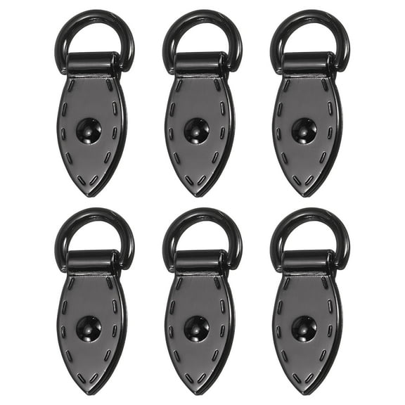 Bag Side Clip Buckle, 6Pack Metal Suspending Leaf Shape Purse Strap Chain Connector with D Ring (Metallic Black)