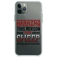 thumbnail image 1 of DistinctInk Clear Shockproof Hybrid Case for iPhone 11 (6.1" Screen) - TPU Bumper Acrylic Back Tempered Glass Screen Protector - WARNING This Person May Talk About Sheep, 1 of 1