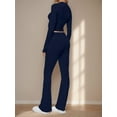 thumbnail image 5 of Weardear Women 2 Piece Lounge Sets Crewneck Long Sleeve Cropped Top & Fold-over Flare Pants Set Athletic Outfit Sets (Women's), 5 of 7