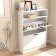 thumbnail image 2 of Bianlte Wooden Shoe Cabinet, Shoe Storage Cabinet Shoe Rack Organizer with 2 Flip Drawers for Living Room,Hallway,Bedroom,White, 2 of 7
