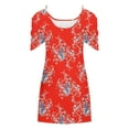 thumbnail image 4 of cocolona Women 2024 Summer Boho Dress Fashion Casual Floral Printing Crew Neck Cold Shoulder Pleated Mini Sundress, 4 of 4