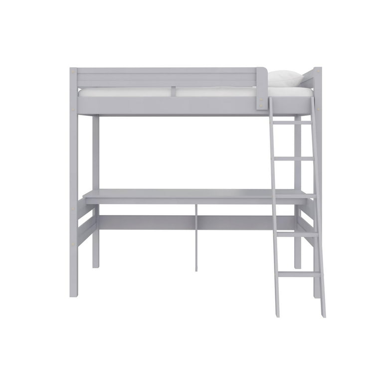 Teen Novogratz Lennon Twin Loft Bed with Desk, Gray - Walmart.com