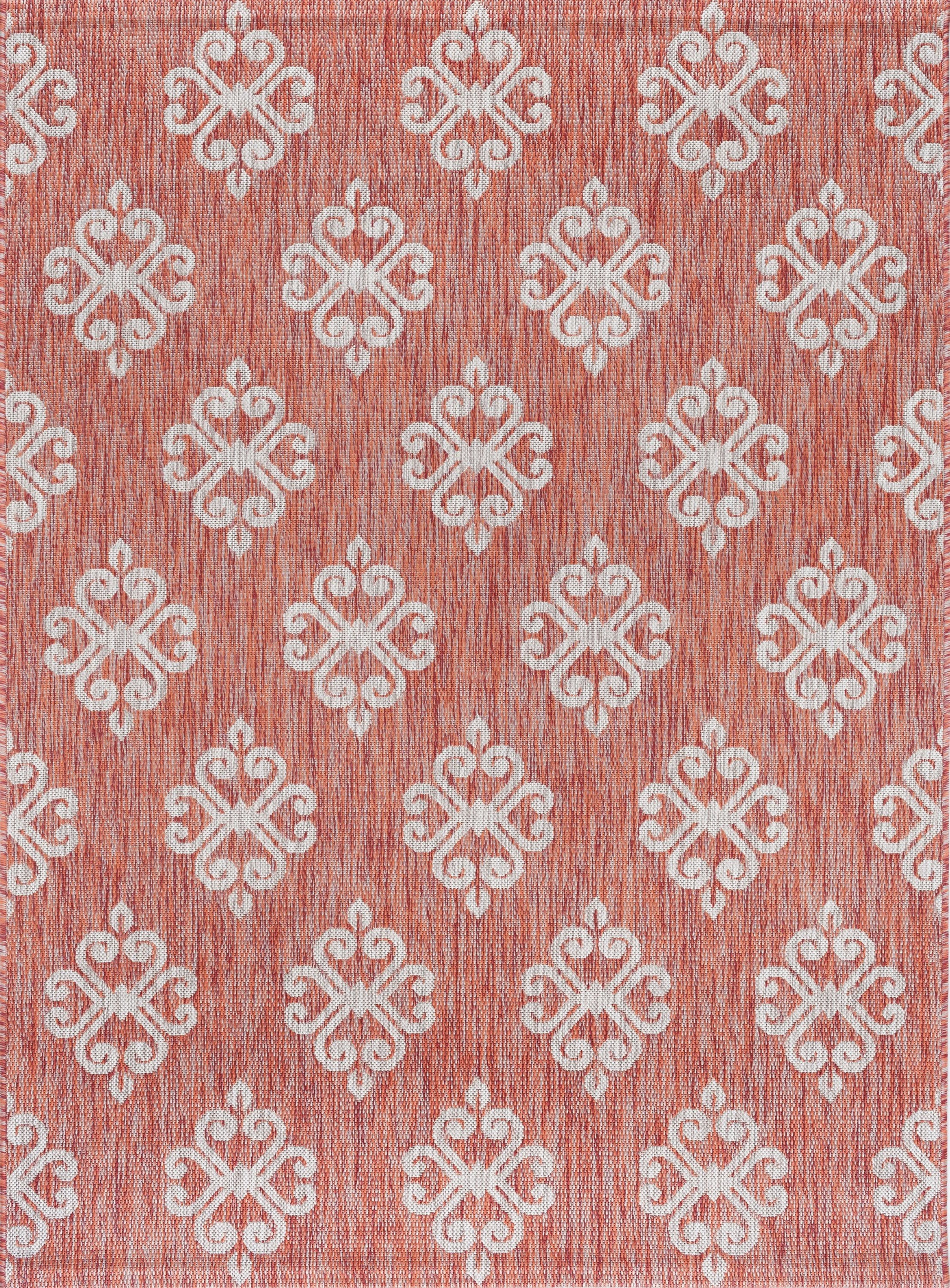 Veranda Transitional 8' x 10' Terra and Light Beige Polypropylene Outdoor Area Rug