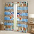 thumbnail image 2 of jejeloiu Bohemian Lake Paddle Blackout Curtains Set of 2 (52x84 Each),Brown Blue Wooden Window Curtains For Men Women, 2 of 6