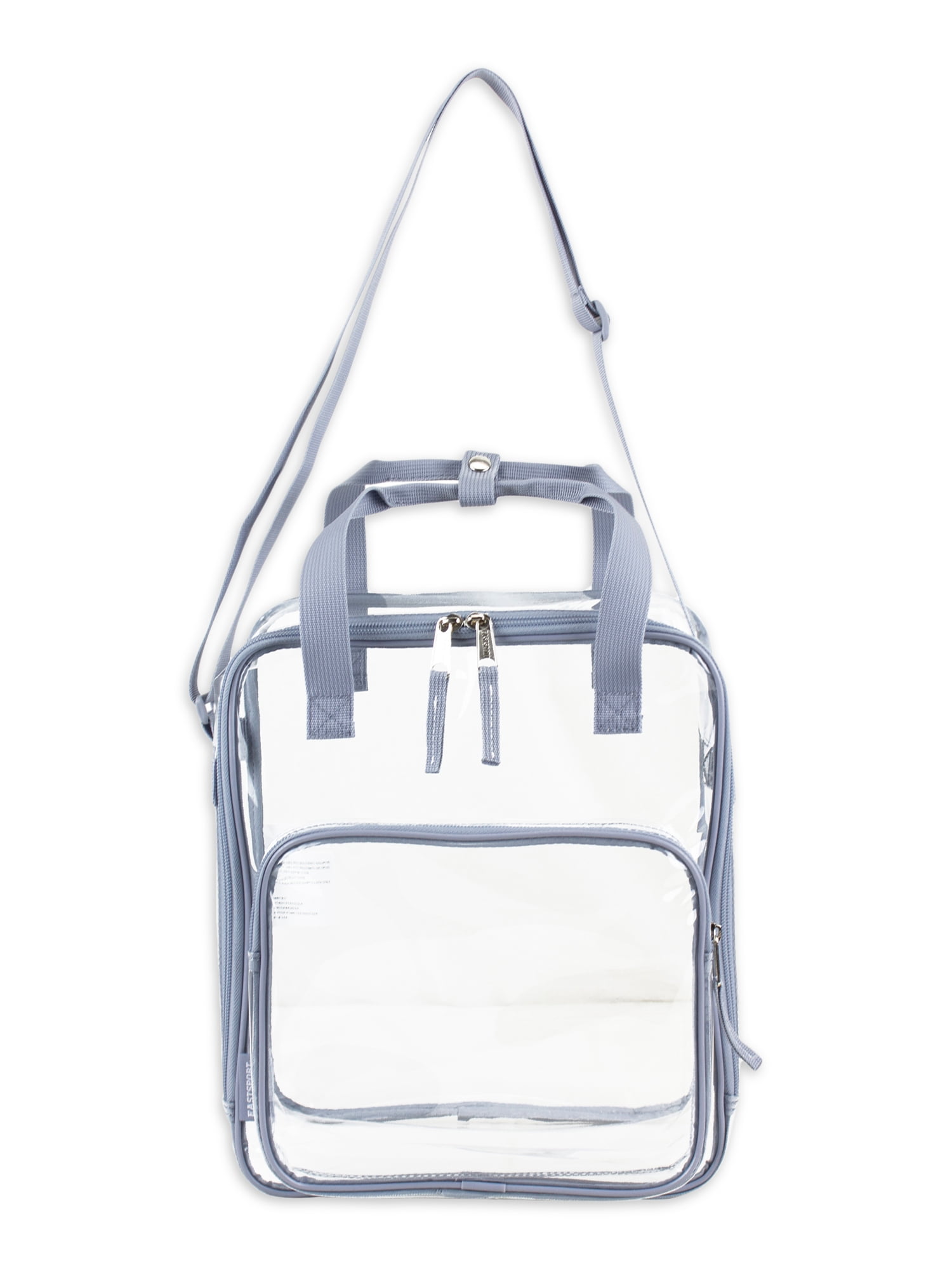 Eastsport Unisex Clear Double Handle Stadium Approved Tote, Grey Trim