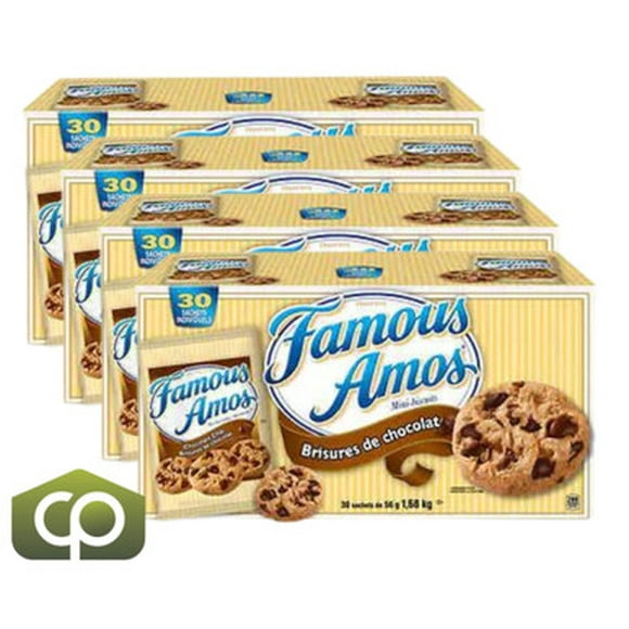 Famous Amos Bite-Size Cookies, 30-Count - Irresistible Chocolate Chip Bliss (4/Case)