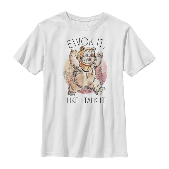Boy's Star Wars Ewok It, Like I Talk It  Graphic Tee White Small