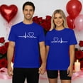 thumbnail image 2 of Womens Valentine'S Day Blouses Graphic Heartbeat Print Crew Neck Short Sleeve Womens Autumn and Winter Clothes,Blue,L, 2 of 4