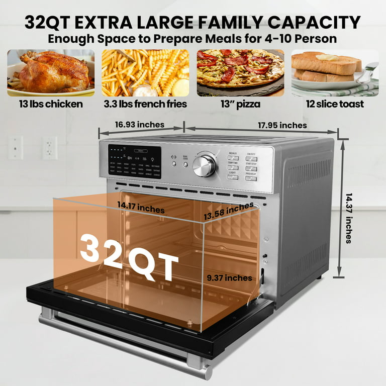 Fryer Oven ,32QT X-Large Air Fryer Toaster Oven Stainless Steel Air Fryer  Rotisserie Oven Combo 21 IN 1 Countertop Oven Dual Coo - AliExpress