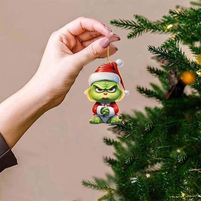 Adorno para árbol de Navidad Grinch con colgantes de monstruo verde divertidos y bonitos de 8cm para interiores