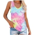 thumbnail image 2 of Womens Tops Fashion Women's Summer Tie-Dye Sleeveless V-Neck T-Shirt Casual Tanks Tops Womens Clothes under $8, 2 of 6