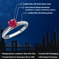 thumbnail image 2 of Gem Stone King 925 Silver and 10K Yellow Gold Red Ruby Solitaire Engagement Ring for Women | 0.55 Cttw | Round 5MM | Gemstone July Birthstone | Size 6, 2 of 6