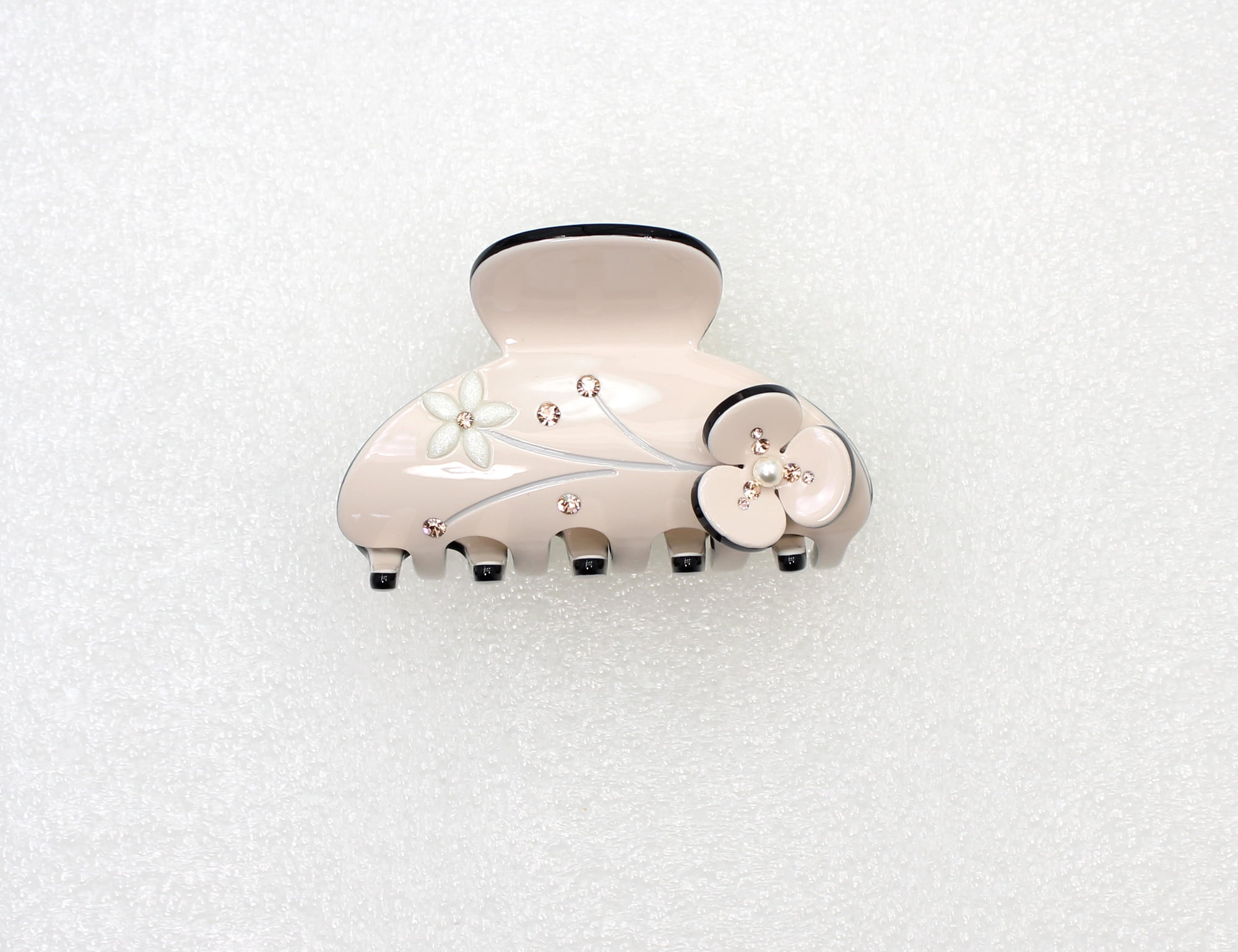 Faship Champagne Cellulose Acetate Floral Art Deco Hair Claw Clips