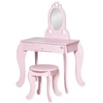 thumbnail image 1 of CoSoTower Kids Vanity Table Set with Mirror and Stool, Drawer, for 3-6 Years, Pink, 1 of 7