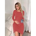 thumbnail image 3 of Bearsland Women's Maternity Midi Dress Long Sleeve Casual Stretchy Pregnancy Dresses With Belt, 3 of 6