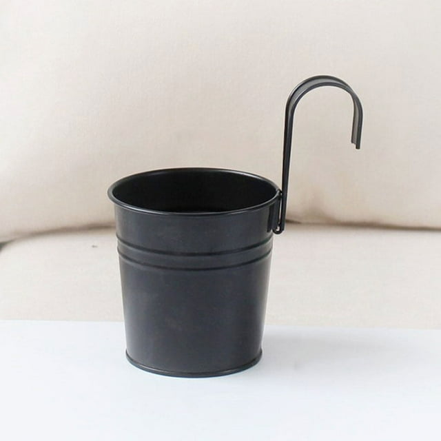 pitrice 4X Metal Hanging Flower Pots with Detachable Hook Storage Bucket Flowerpot Planter for Fence Decoration Supply
